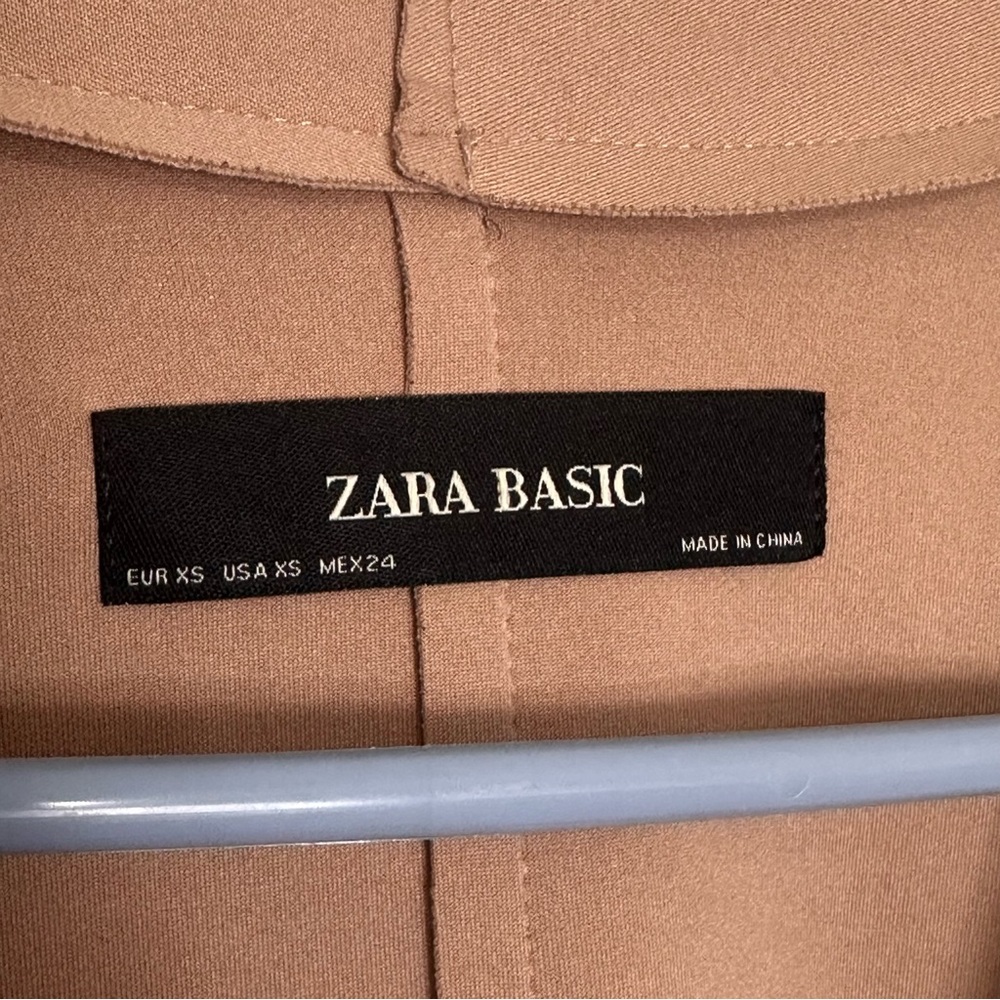 Zara Basic Women's Blush/Taupe Faux Suede Tie-Waist Coat - Picture 3 of 5